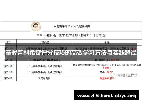 掌握普利希奇评分技巧的高效学习方法与实践路径